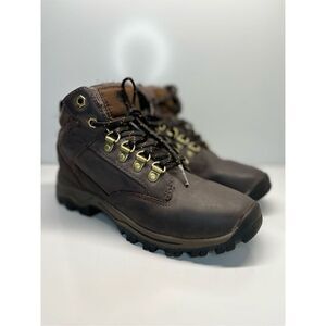 Timberland Boots Boys Sz 3 Keele Ridge Hiking Brown Leather A1UUD Lace Up Casual